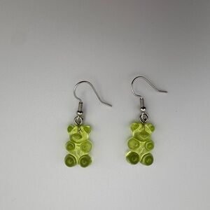 Lime Green Bear Dangle Earrings